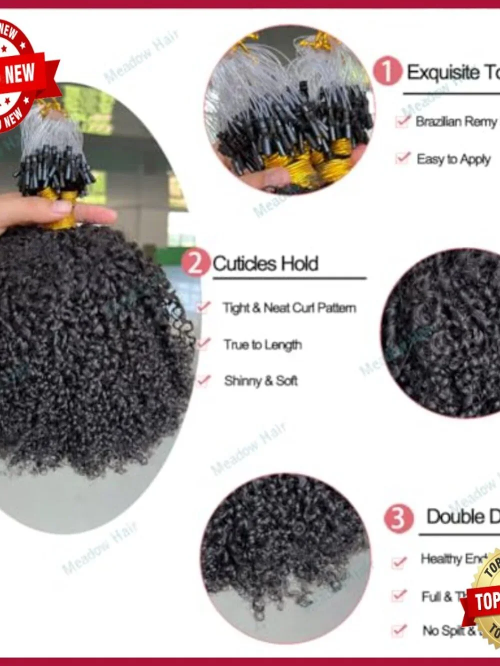 Micro Loop Human Hair Extensions 12 Inch 70g Afro Kinky Curly Virgin Hair